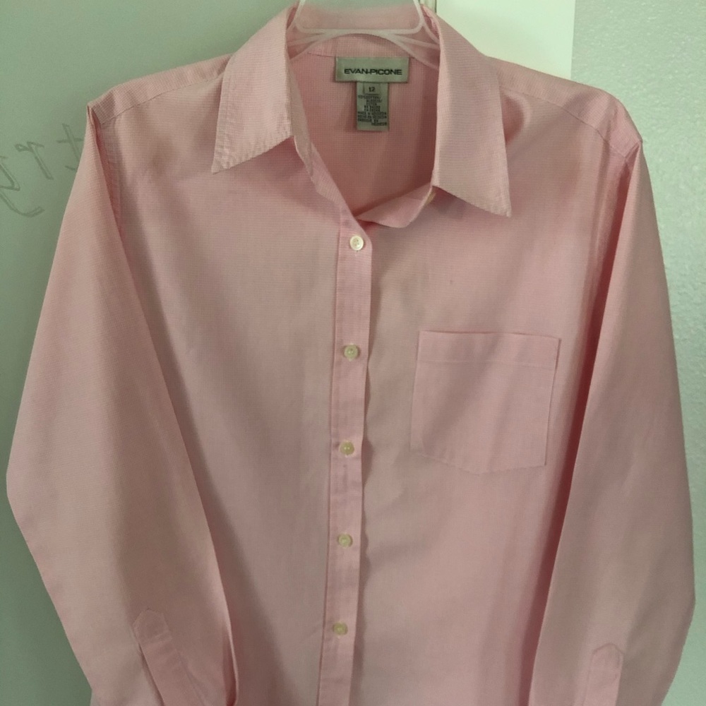 Evan-Picone Pink Calico Button Down Shirt